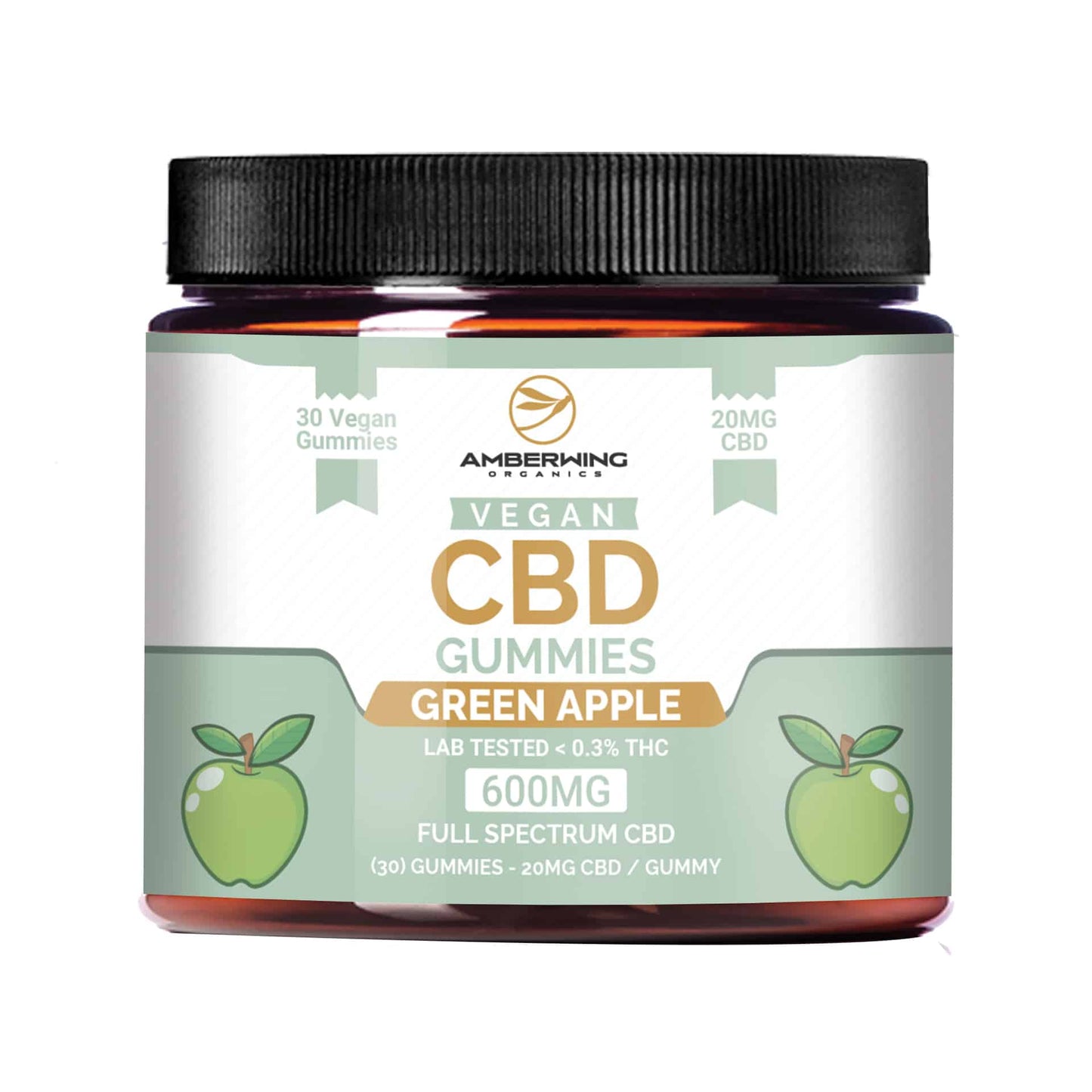 Full Spectrum Vegan CBD Gummies – Green Apple | Amberwing Organics