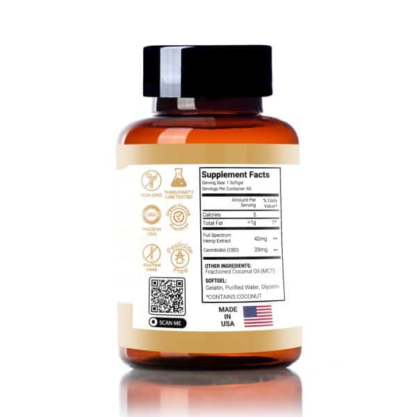 Full Spectrum CBD Softgels – Capsules 25mg 60 Count | Amberwing Organics