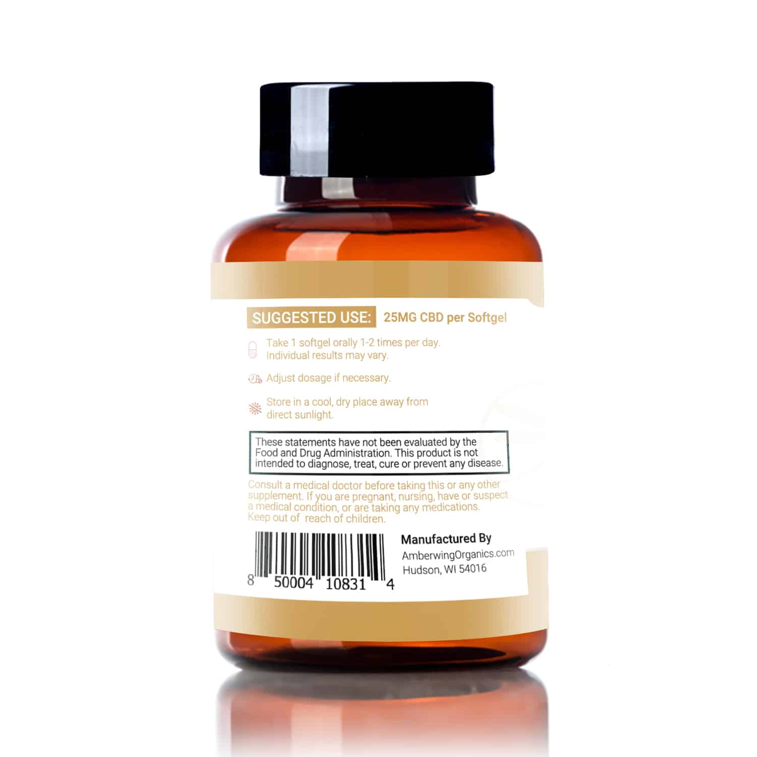 Full Spectrum CBD Softgels – Capsules 25mg 60 Count | Amberwing Organics