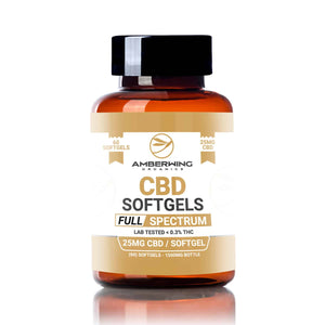 Full Spectrum CBD Softgels – Capsules 25mg 60 Count | Amberwing Organics