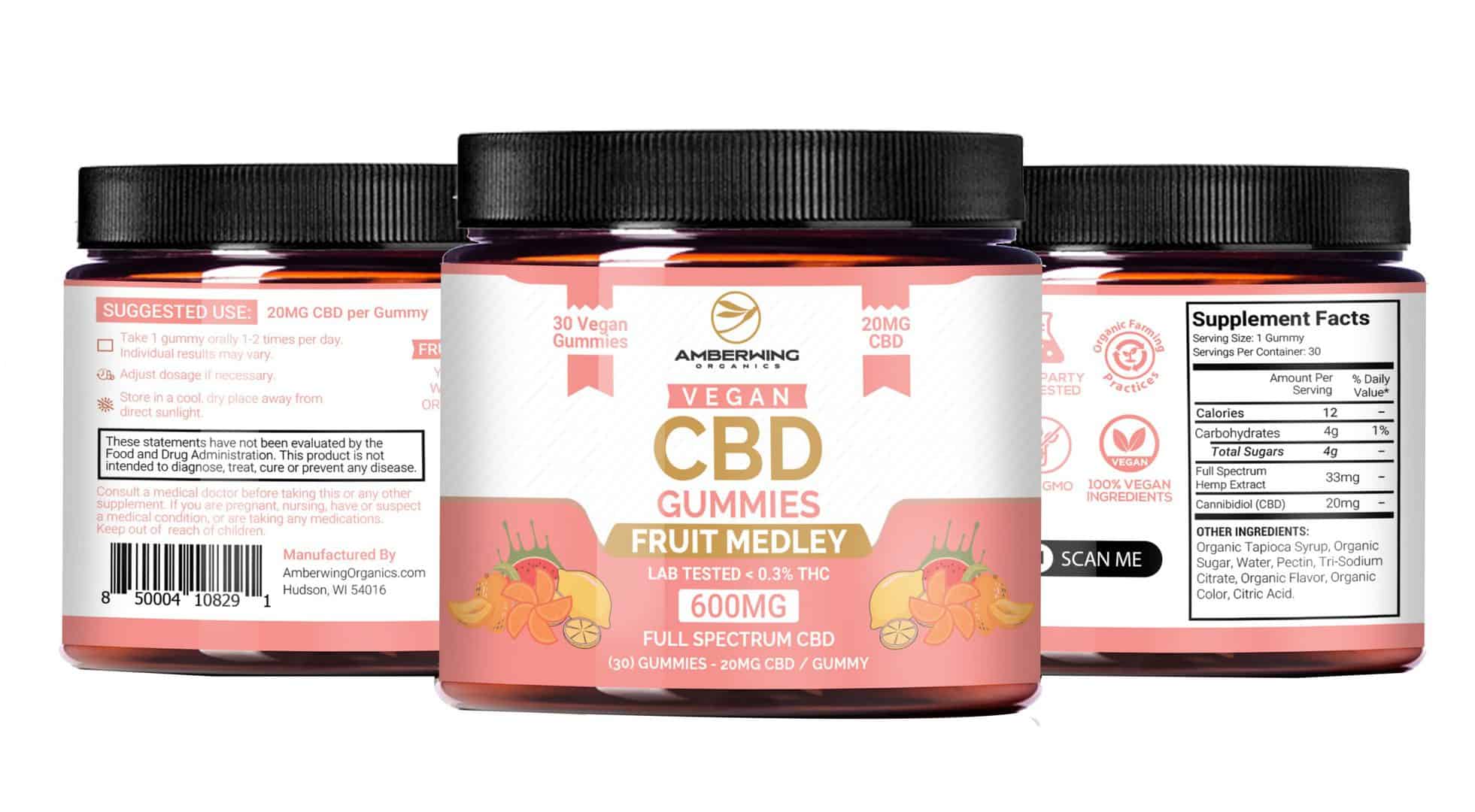 Full Spectrum Vegan CBD Gummies – Fruit Medley | Amberwing Organics