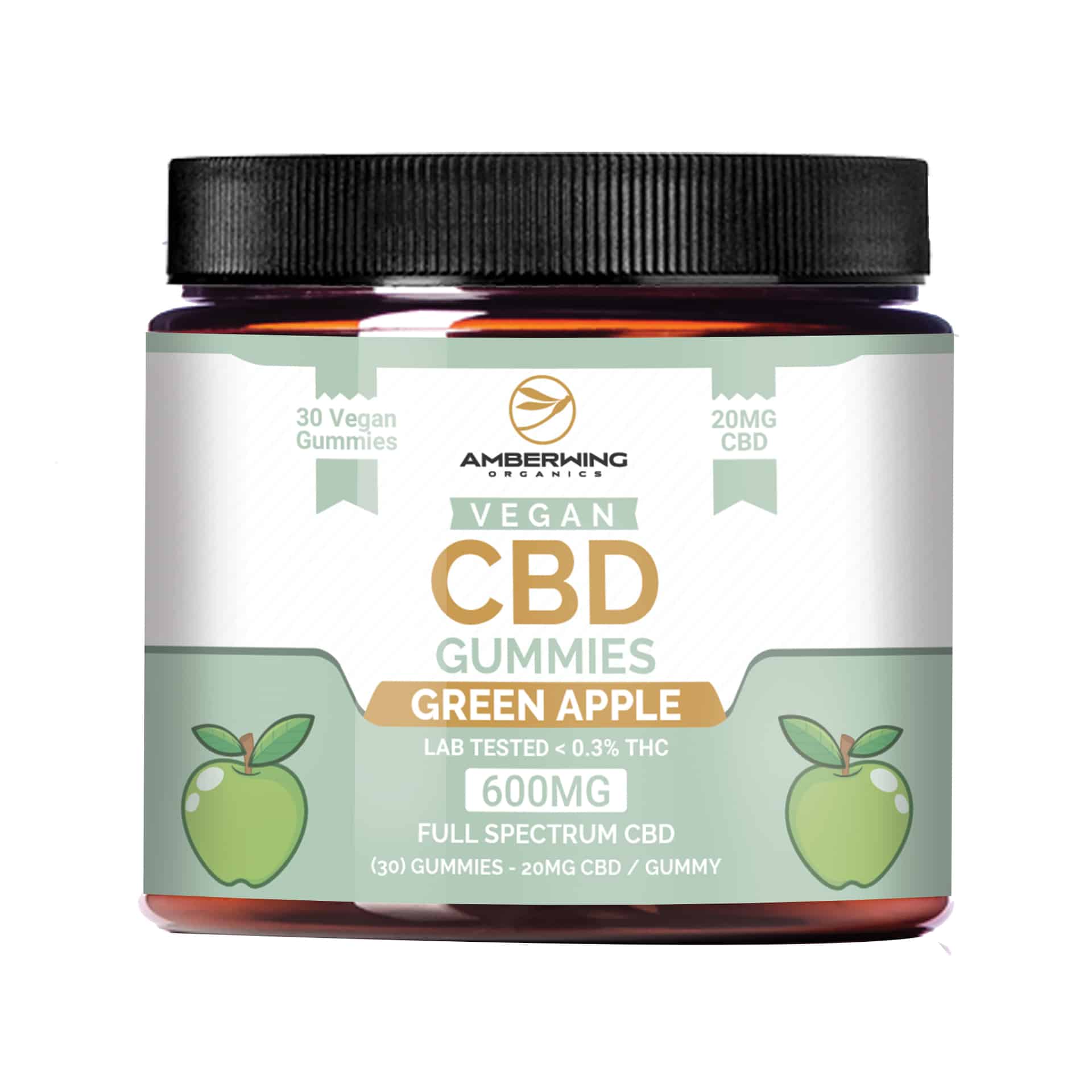 Full Spectrum Vegan CBD Gummies – Green Apple | Amberwing Organics