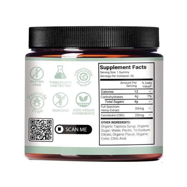 Full Spectrum Vegan CBD Gummies – Green Apple | Amberwing Organics