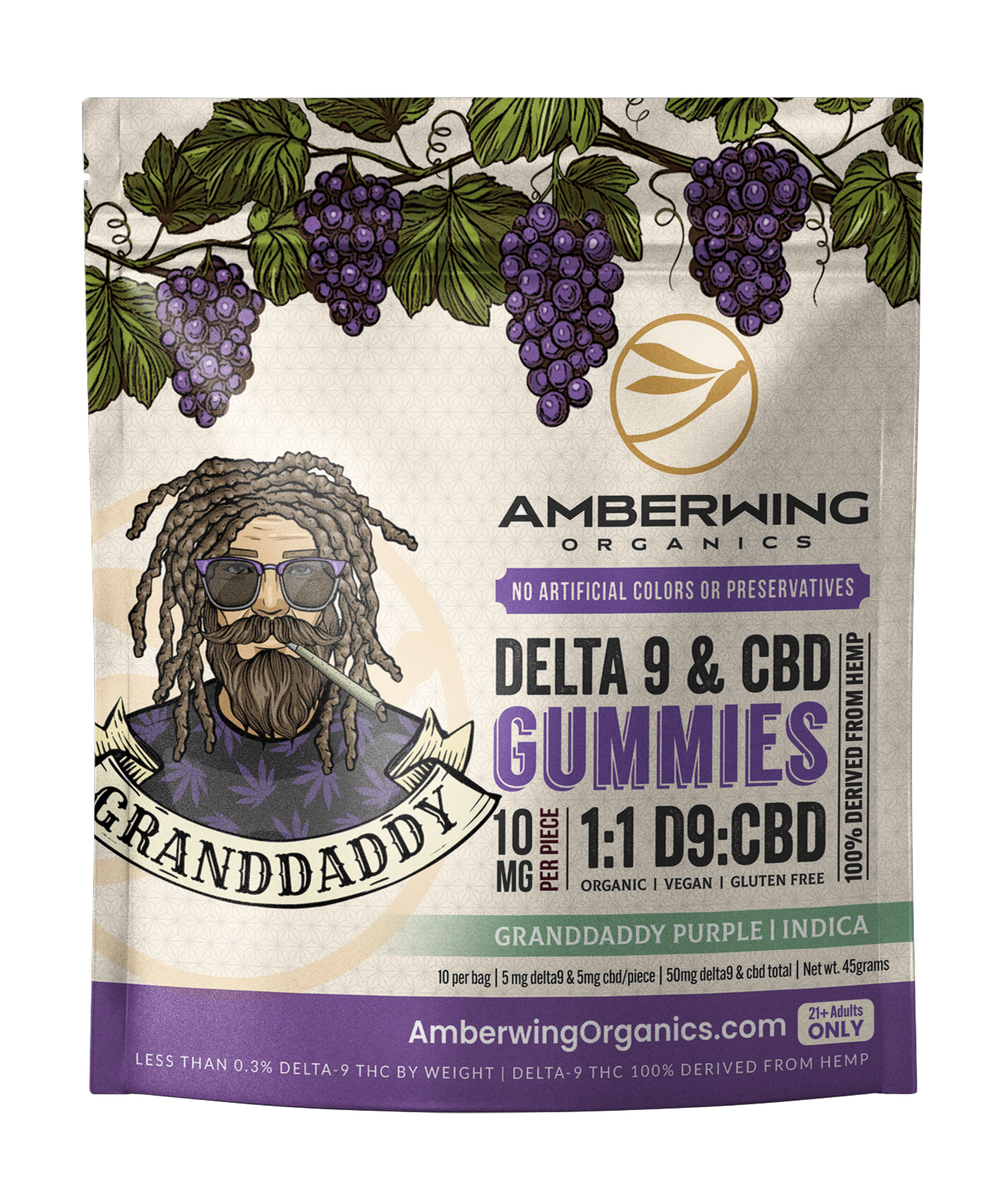 5mg Delta 9 | 5mg CBD | 1:1 | Granddaddy Purple Strain | Indica | 10 Pack